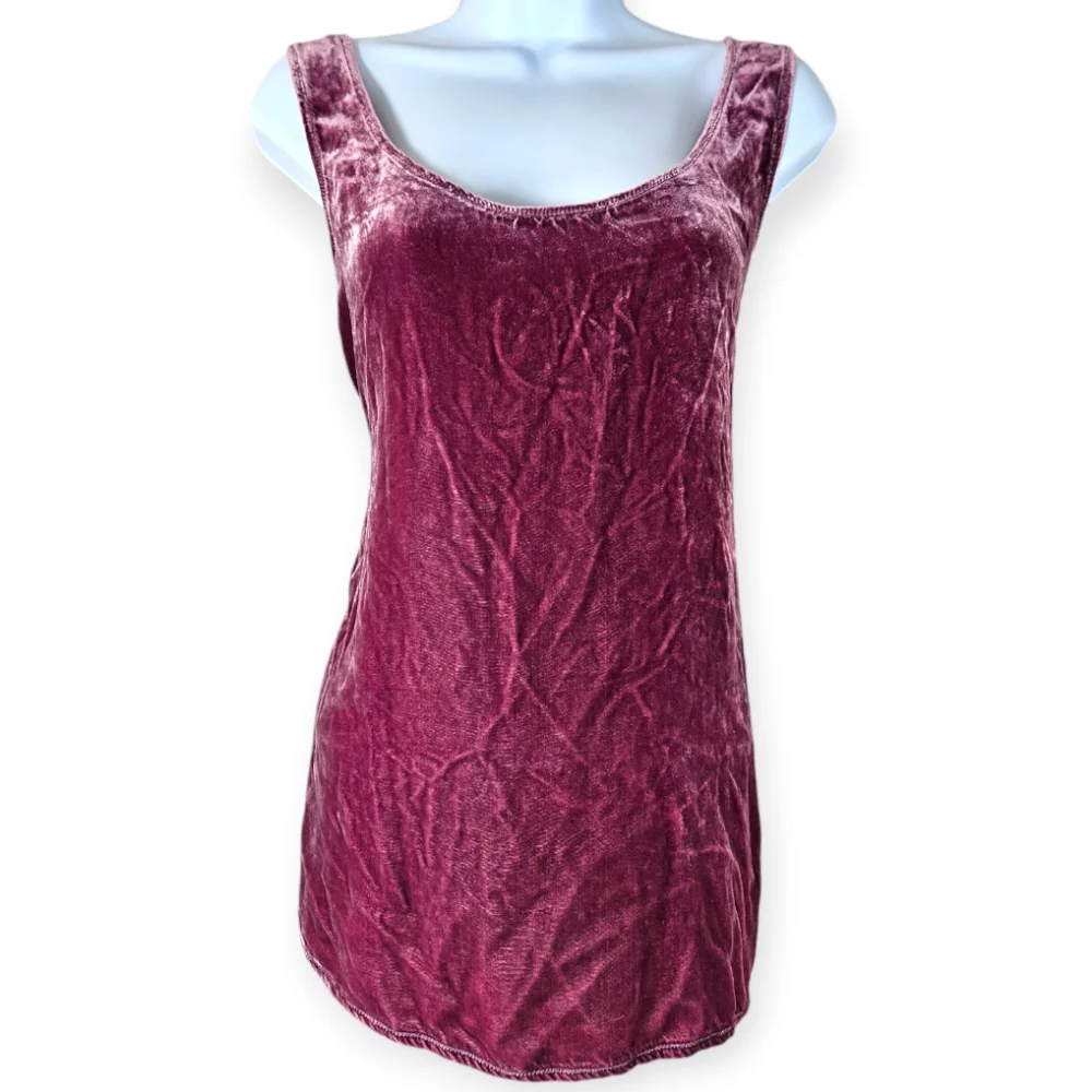 Sundance mauve pink purple  silk velvet tank top blouse Womens Large